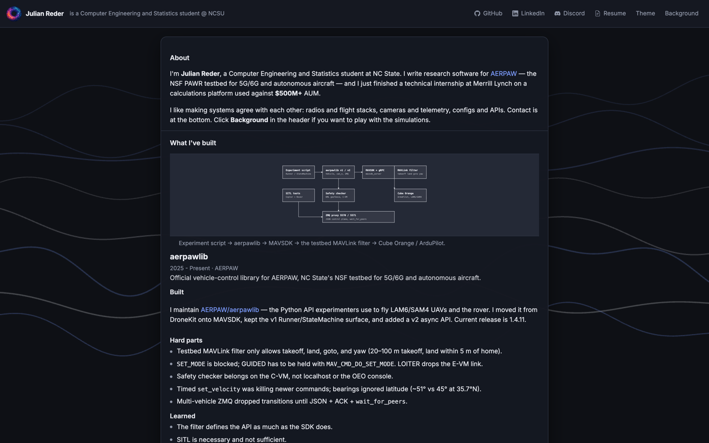 This site running in dark mode with the aurora background simulation